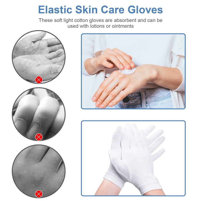 selizo 10 Pairs 100% Moisturizing Gloves for Dry Hands Overnight, Selizo 10 Pairs White Cotton Gloves for Women Eczema, Hand Moisturizer Sleeping Spa Gloves for Dry Hands Eczema - Image 5